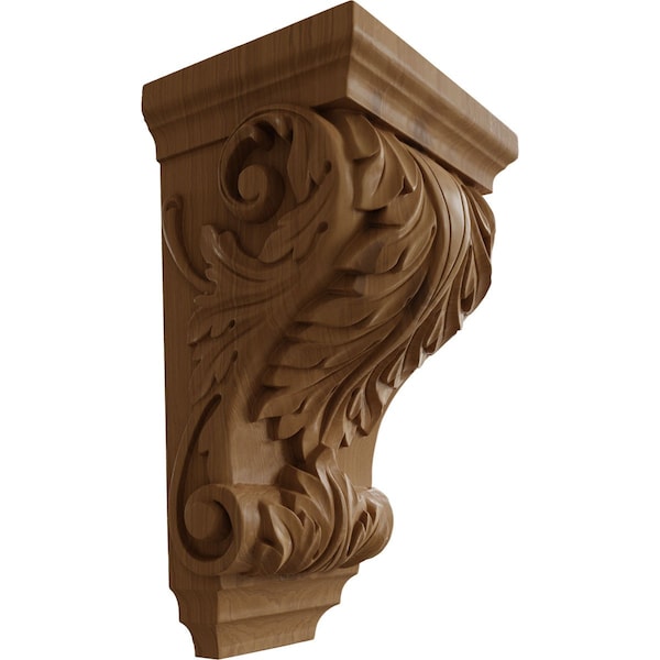 Ekena Millwork 8 1/2"W x 6 1/2"D x 14"H Large Wide Acanthus Wood Corbel, Cherry CORW08X06X14ACCH - main